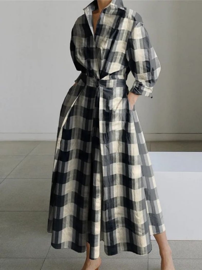 🔥LAST DAY SALE 60% OFF💕Women's Plain Lapel Shirt Wrap Dress (BUY 2 FREE SHIPPING)