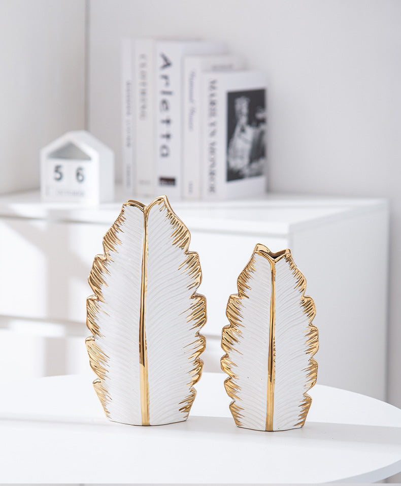 Feathered Tranquility Ceramic Vases